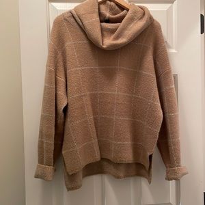 Womens Camel and White checked sweater